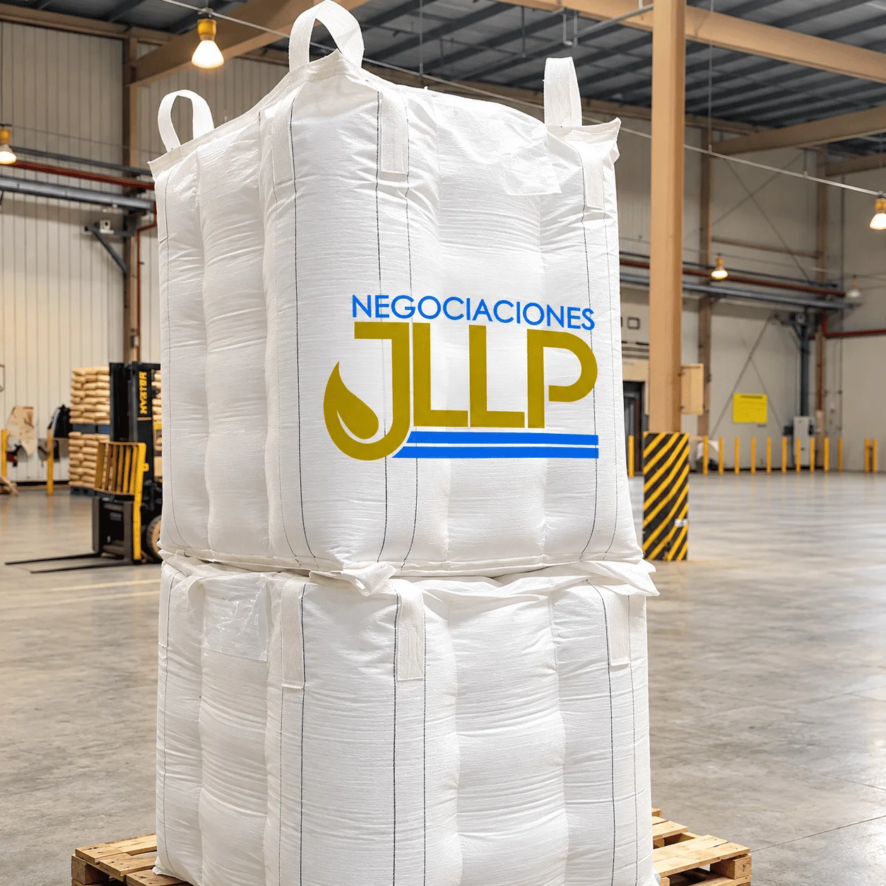 Big Bags de polipropileno apilados para almacenamiento